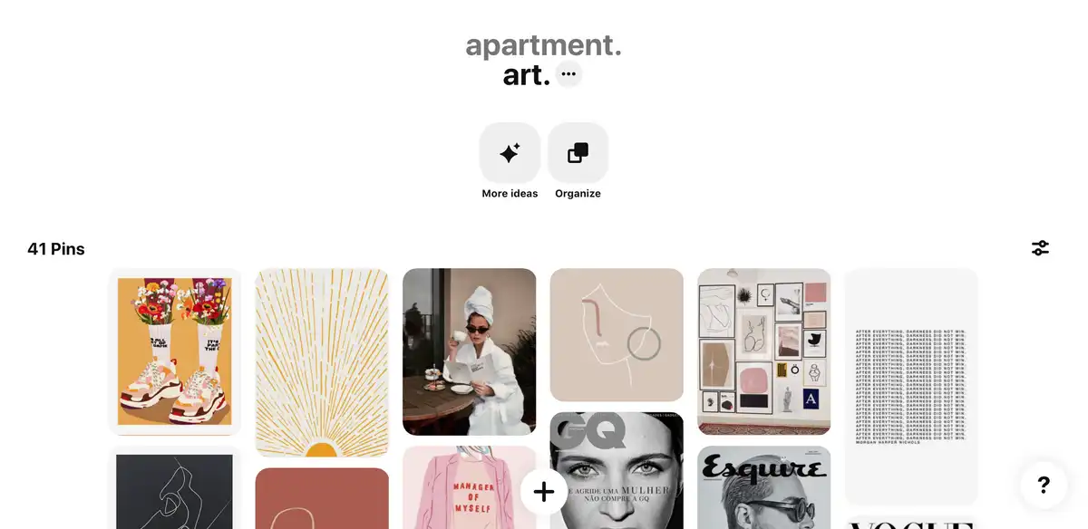 A screenshot of a Pinterest board called 